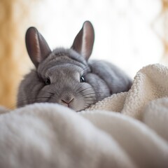 Canvas Print - Chinchilla Bunny in a Cozy Setting, A Picture of Serenity