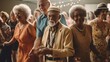 A group of seniors gathered together for a dance party, still grooving to the beat. Generative AI