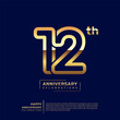 12 year anniversary logo design, anniversary celebration logo with double line concept, logo vector template illustration