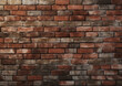 © Werckmeister - Red brick wall. Texture of old dark brown and red brick wall panoramic backgorund. Generative ai