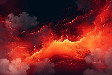 Sinister Inferno: A Fiery Red Sky Abstract Background with Smoke and Flame Effects, Perfect for Halloween, Spooky, Evil, and Inferno-Themed Designs, Generative AI.