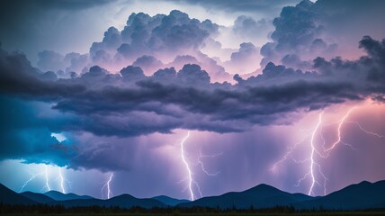 Wall Mural - A Picture Of A Mesmerizingly Detailed Image Of A Thunderstorm AI Generative