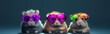 Generative Ai image of gerbils or hamsters wearing colorful sunglasses