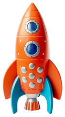 Wall Mural - Toy, orange rocket. Children's toy. Isolated on a transparent background. KI.