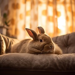 Canvas Print - Flemish Giant Bunny in a Cozy Setting, A Picture of Serenity
