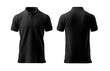 plain black polo shirt mockup design. front and rear view. isolated on transparent background. generative ai