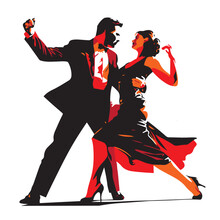 A Pair Of Lovers Dancing And Spinning To The Rhythm Of The Heart, Vector Image, EPS
