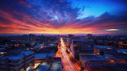 Poster - beautiful twilight sky in an urban cityscape generative ai