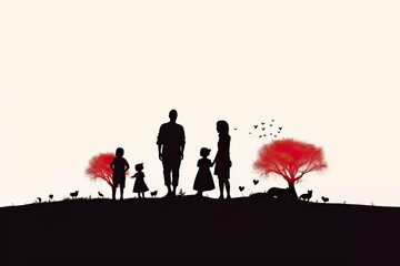 Poster - silhouette of a loving family, generative ai