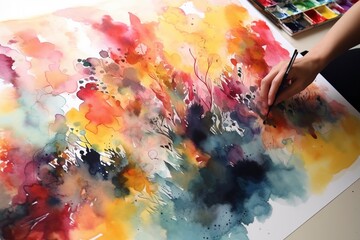 Wall Mural - Paint a series of watercolor flowers in different stages of blooming, from a tight bud to a fully open blossom, generate ai