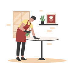 Wall Mural - Home cleanup service illustration concept. Illustration for website, landing page, mobile app, poster and banner. Trendy flat vector illustration