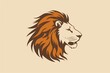  a lion's head with a brown mane on a beige background with a light brown background and a light brown background with a light brown border.  generative ai