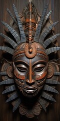 Poster - African tribal mask. Generative AI