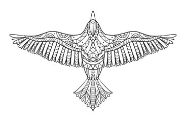 Aufkleber - Eagle, hawk, falcon emblem with spread wings, heraldic symbol, bird, predator, wild animal. Art isolated on white background