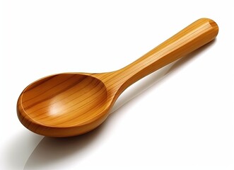 Wooden spoon placed on a white background created with Generative AI technology