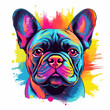 AI generated: Vector fawn dog French Bulldog breed sitting, the most colourful