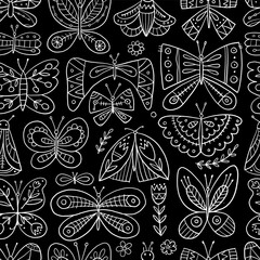 Sticker - Ornate colorful butterflies. Seamless pattern background for your design