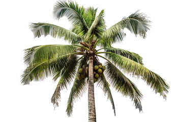 Wall Mural - Image of coconut tree on a white background. illustration, generative AI.