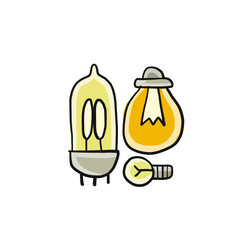 Sticker - Light bulb isolated on white. Cartoon style. Flat hand drawn art. Symbol of creativity, innovation, inspiration, invention and idea. Sketch for your design. Vector illustration