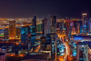 Wall Mural - Beautiful Aerial view of West Bay Doha Qatar. Financial Hub of Qatar 