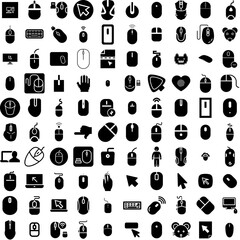 Wall Mural - Collection Of 100 Mouse Icons Set Isolated Solid Silhouette Icons Including Icon, Illustration, Symbol, Vector, Design, Click, Mouse Infographic Elements Vector Illustration Logo