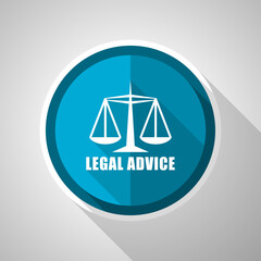 Fototapete - Legal advice symbol, flat design vector blue icon with long shadow