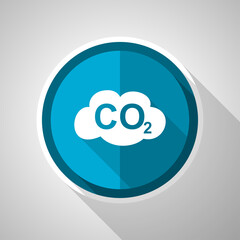 Poster - Carbon dioxide symbol, flat design vector blue icon with long shadow