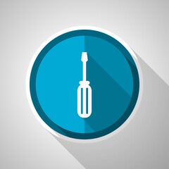 Aufkleber - Tool symbol, flat design vector blue icon with long shadow
