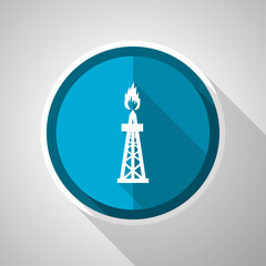 Aufkleber - Gas symbol, flat design vector blue icon with long shadow
