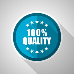 Leinwandbilder - Quality symbol, flat design vector blue icon with long shadow