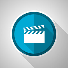 Aufkleber - Video symbol, flat design vector blue icon with long shadow