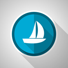Poster - Yacht symbol, flat design vector blue icon with long shadow