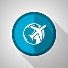 Aufkleber - Travel symbol, flat design vector blue icon with long shadow