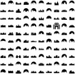 Collection Of 100 Skyline Icons Set Isolated Solid Silhouette Icons Including Skyline, City, Urban, Building, Skyscraper, Cityscape, Architecture Infographic Elements Vector Illustration Logo