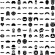Collection Of 100 Mustache Icons Set Isolated Solid Silhouette Icons Including Facial, Vintage, Black, Style, Retro, Hair, Mustache Infographic Elements Vector Illustration Logo