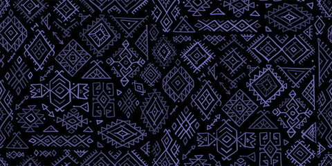 Aufkleber - Tribal decorative background. Ethnic seamless pattern. Aztec geometric backdrop. Native american ornament. Vector illustration