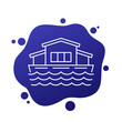 houseboat or float house line icon, vector