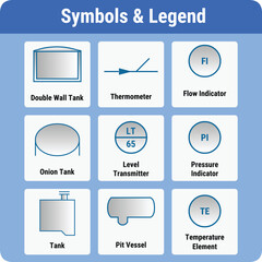 Wall Mural - Vector Illustration for PID Symbols Legends