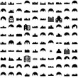 Collection Of 100 Skyline Icons Set Isolated Solid Silhouette Icons Including City, Urban, Skyscraper, Architecture, Skyline, Building, Cityscape Infographic Elements Vector Illustration Logo