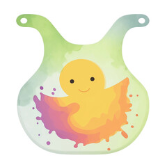 Wall Mural - Watercolor, green baby bib. Isolated on a transparent background. KI.