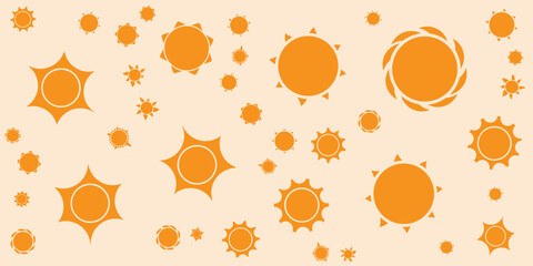 Wall Mural - lots of orange flower or sun symbols of various shapes pattern - vintage style texture, natural flor