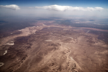 Wall Mural - The Algerian desert seen from the sky. Tassili-Djanet National Park