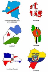 Sticker - Collection of maps of different countries isolated on a white background