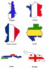 Sticker - Collection of maps of different countries isolated on a white background