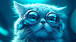 Portrait of concentrated persian cat with glasses. Postproducted generative AI illustration.