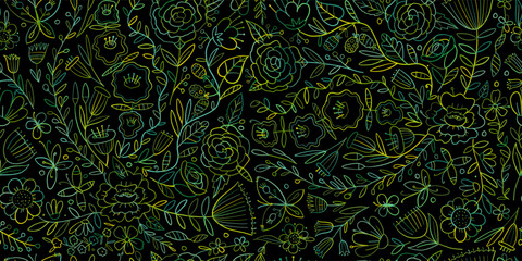 Poster - Floral Garden. Spring concept Background. Seamless pattern for your design. Vector illustration