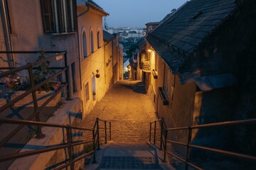 Sticker - Beautiful shot of the illuminated Gul Baba street in the evening in Budapest