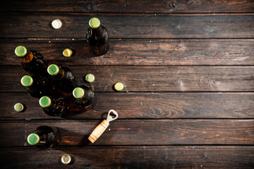 Sticker - Bottles with beer and opener.