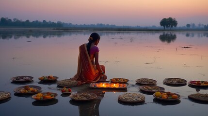 Canvas Print - chhath puja, Generative Ai