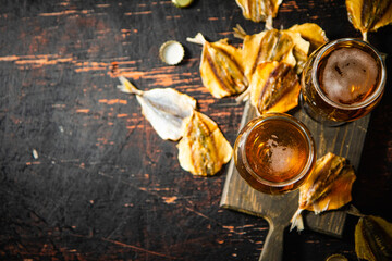 Wall Mural - Beer and dried fish.